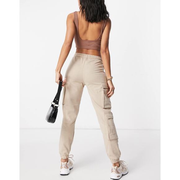 I Saw It First side cargo pocket sweatpants in stone Size 2 - Picture 3 of 7